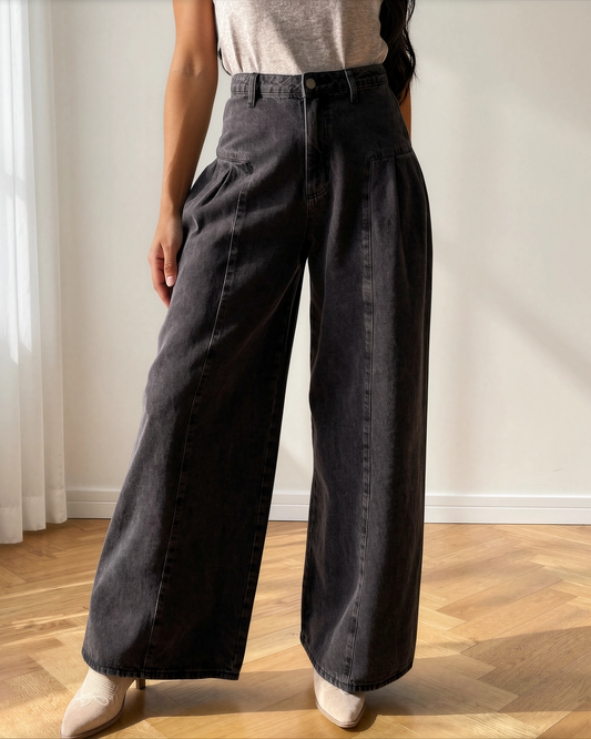 Billie Mineral-Wash Pleated Wide-Leg Jeans