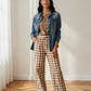 Gingham Tie Elastic Waist Shift Pants