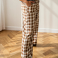 Gingham Tie Elastic Waist Shift Pants