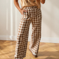 Gingham Tie Elastic Waist Shift Pants