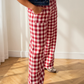 Gingham Tie Elastic Waist Shift Pants