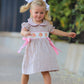 Fall Thanksgiving Lapel Plaid Chick Embroidery Smocking Bow Baby Girls Dress