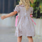 Fall Thanksgiving Lapel Plaid Chick Embroidery Smocking Bow Baby Girls Dress