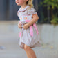 Fall Thanksgiving Lapel Plaid Chick Embroidery Smocking Bow Baby Girls Dress