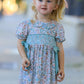 Sage Green Bow Floral Smocked Girl Dress