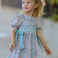 Sage Green Bow Floral Smocked Girl Dress