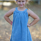 Girls Denim Ruffle Trim A-Line Dress