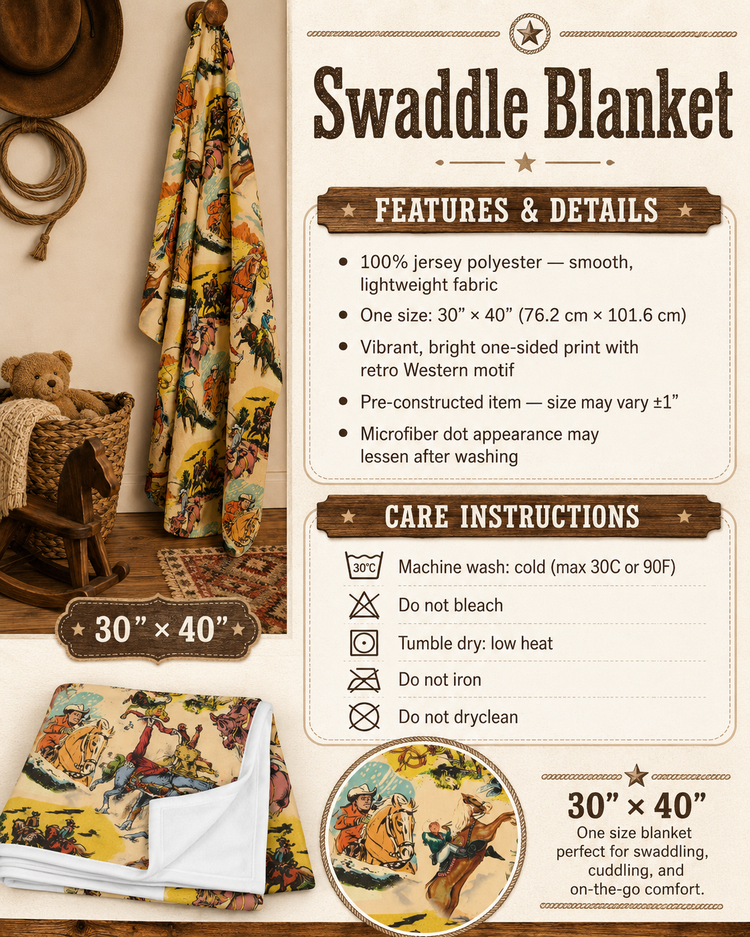 Retro Western Baby Swaddle Blanket | 30" x 40"