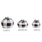 Buffalo Check Pumpkin Hand-Painted Black White Gingham Fall Halloween Decor