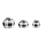 Buffalo Check Pumpkin Hand-Painted Black White Gingham Fall Halloween Decor