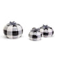 Buffalo Check Pumpkin Hand-Painted Black White Gingham Fall Halloween Decor