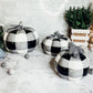 Buffalo Check Pumpkin Hand-Painted Black White Gingham Fall Halloween Decor