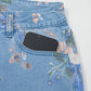 Kinsley Retro Floral Print Frayed Hem Shift Jeans