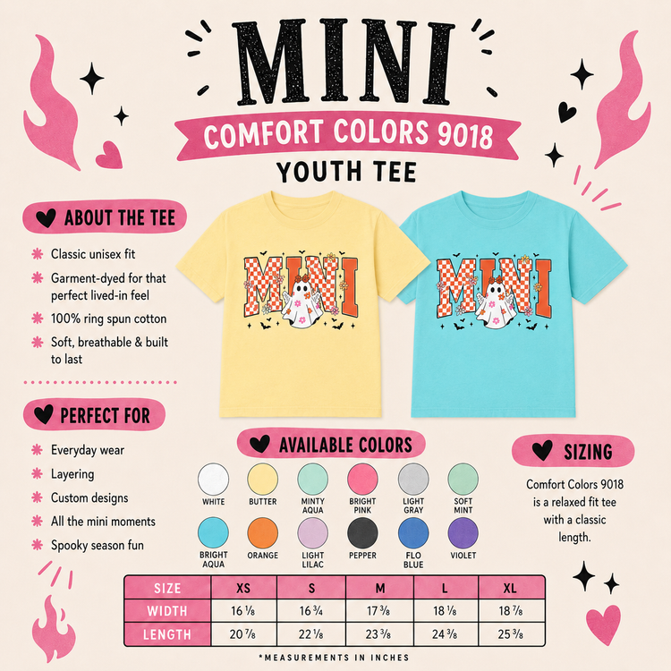 Mini Spooky Ghost Comfort Colors® Youth Tee