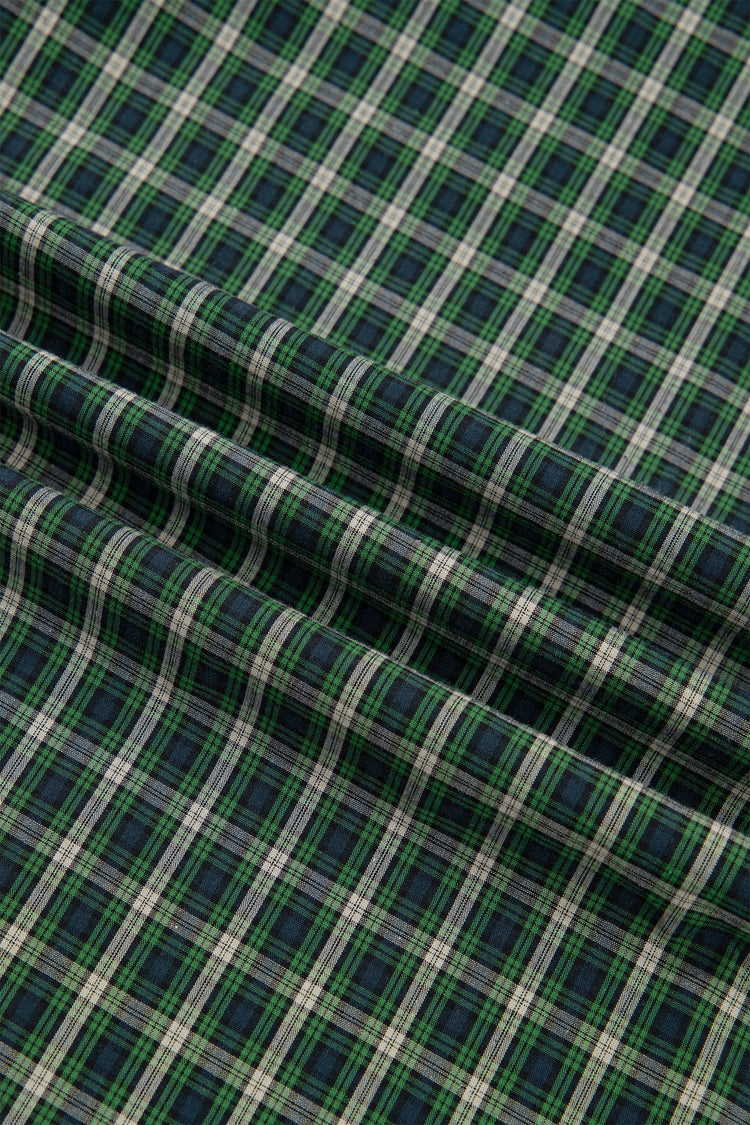 Daisy Plaid Shirred Ruffle-Hem Dress