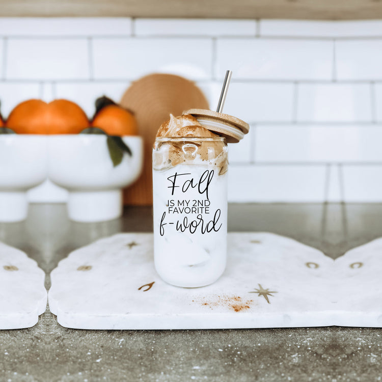 Fall 17oz Glass Tumbler With Bamboo Lid, Stainless Straws And Straw Cleaner