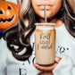 Fall 17oz Glass Tumbler With Bamboo Lid, Stainless Straws And Straw Cleaner