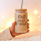 Fall 17oz Glass Tumbler With Bamboo Lid, Stainless Straws And Straw Cleaner