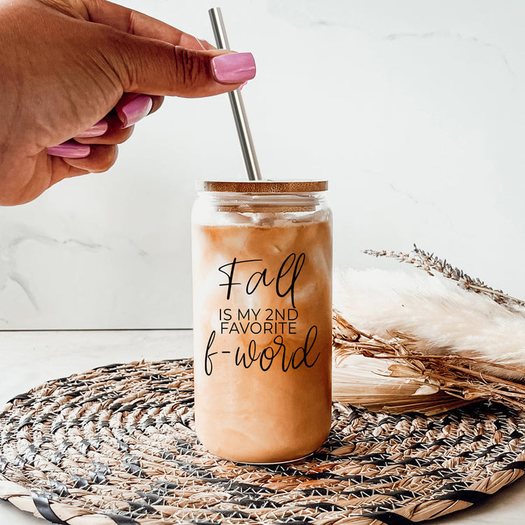 Fall 17oz Glass Tumbler With Bamboo Lid, Stainless Straws And Straw Cleaner