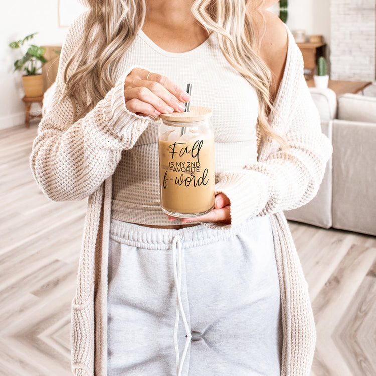 Fall 17oz Glass Tumbler With Bamboo Lid, Stainless Straws And Straw Cleaner