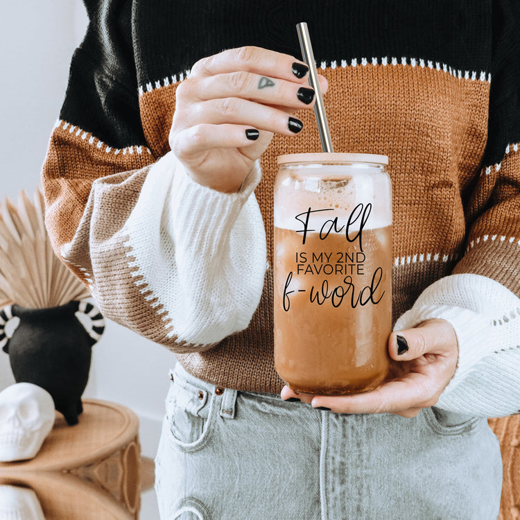 Fall 17oz Glass Tumbler With Bamboo Lid, Stainless Straws And Straw Cleaner