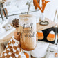 Fall 17oz Glass Tumbler With Bamboo Lid, Stainless Straws And Straw Cleaner
