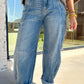 Fallon Medium-Wash Cuffed Barrel Jeans