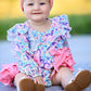 Unicorn Floral Print Girls Long Sleeve Romper