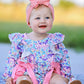 Unicorn Floral Print Girls Long Sleeve Romper