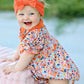 Fall Floral Smocked Petals Collar Girls Bubble Romper