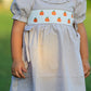 Fall Thanksgiving Pumpkin Embroidery Smock Plaid Girls Dress