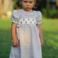 Fall Thanksgiving Pumpkin Embroidery Smock Plaid Girls Dress
