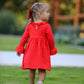 Christmas Smocked Dress with Green Bow and Tree Embroidery