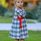 Christmas Embroidery Smocking Bow Plaid Girls Dress