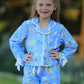 Blue Christmas Nativity Pattern Girls Pajamas Set