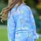 Blue Christmas Nativity Pattern Girls Pajamas Set