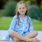 Blue Christmas Nativity Pattern Girls Pajamas Set