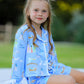 Blue Christmas Nativity Pattern Girls Pajamas Set