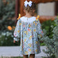 Fall  Embroidery Smocking Bow Floral Leaf Baby Girls Dress