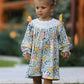 Fall  Embroidery Smocking Bow Floral Leaf Baby Girls Dress