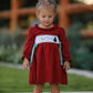 Christmas Smocking Embroidered Girls Dress with Green Plaid Bow