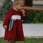 Christmas Smocking Embroidered Girls Dress with Green Plaid Bow