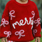 Mom and Me Winter Christmas Red "merry" Pullover Sweater