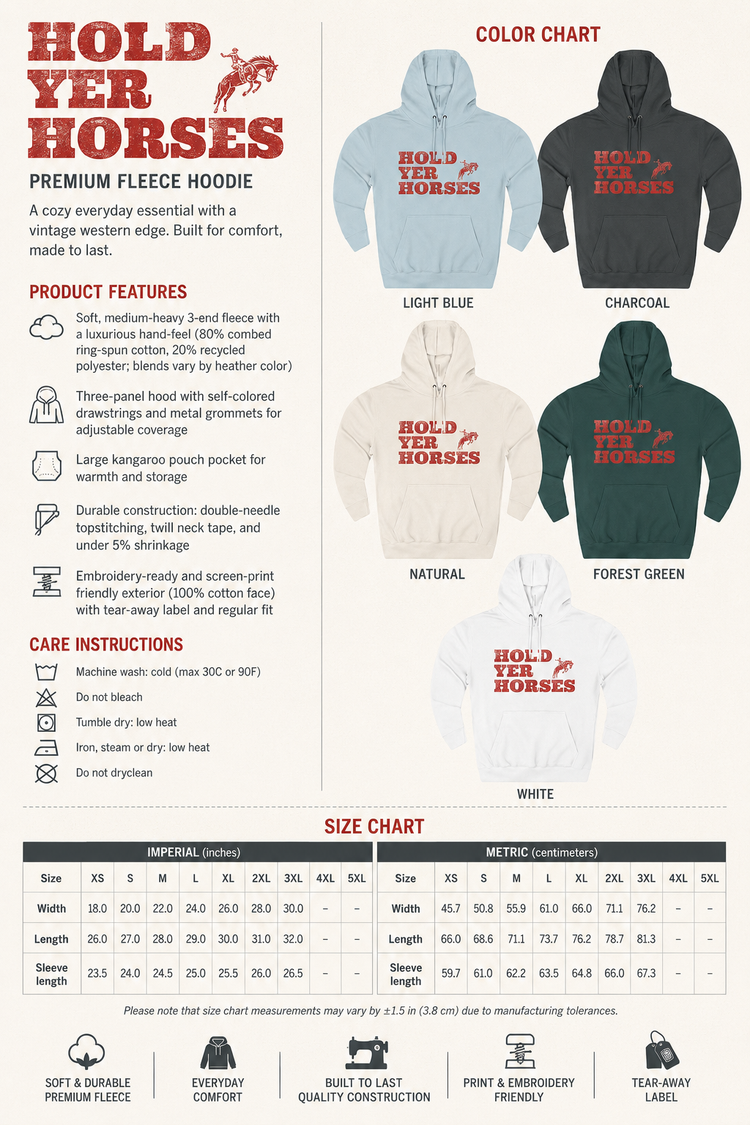 Hold Yer Horses hoodie | Western rodeo graphic sweatshirt