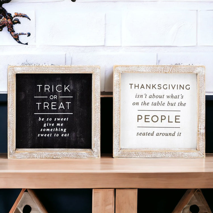 Double-Sided Halloween To Thanksgiving Reversible Porch Sign 2-in-1 Fall Decor