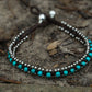 Turquoise Beaded Boho Silver Anklet Adjustable Chain