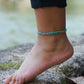 Turquoise Double Strand Boho Silver Anklet Adjustable