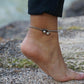 Turquoise Double Strand Boho Silver Anklet Adjustable